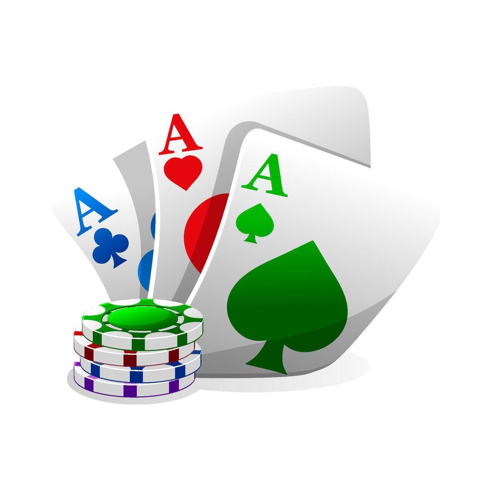 casino icoon. vector illustratie kleur poker kaarten en chips spellen.
