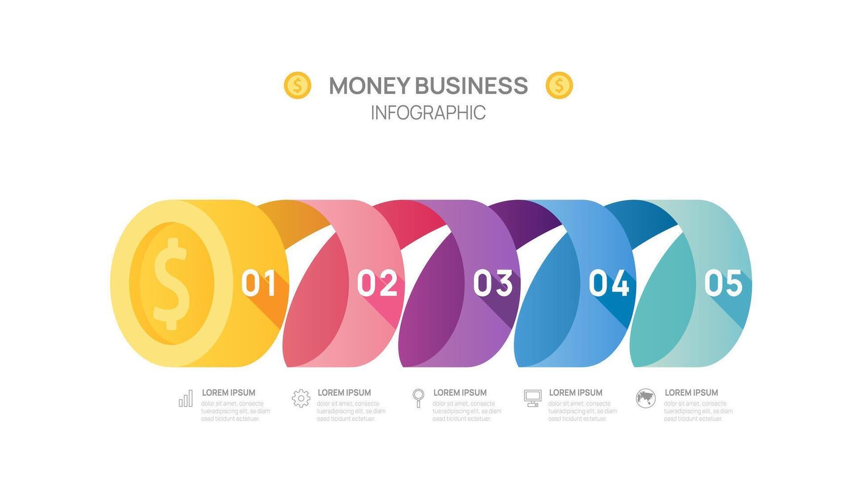 geld munt infographic sjabloon voor bedrijf, presentatie vector infographics.