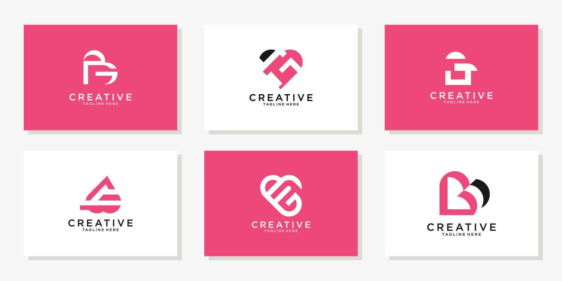 brief g hart liefde verzameling logo ontwerp inspiratie vector