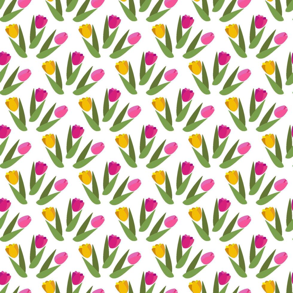 vlak vector naadloos patroon met voorjaar bloemen tulp.