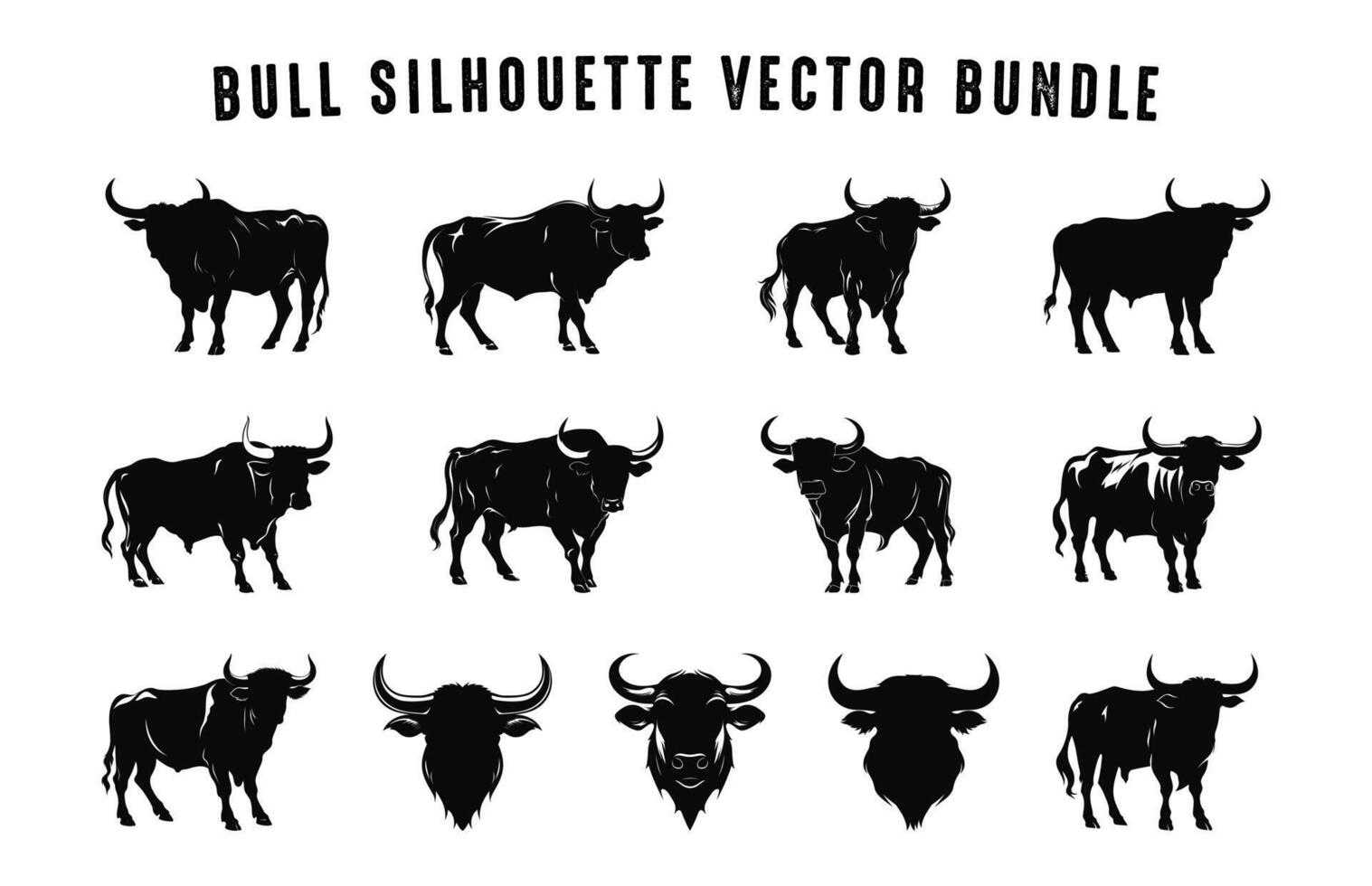 stier silhouetten zwart vector set, Amerikaans stieren silhouet verzameling