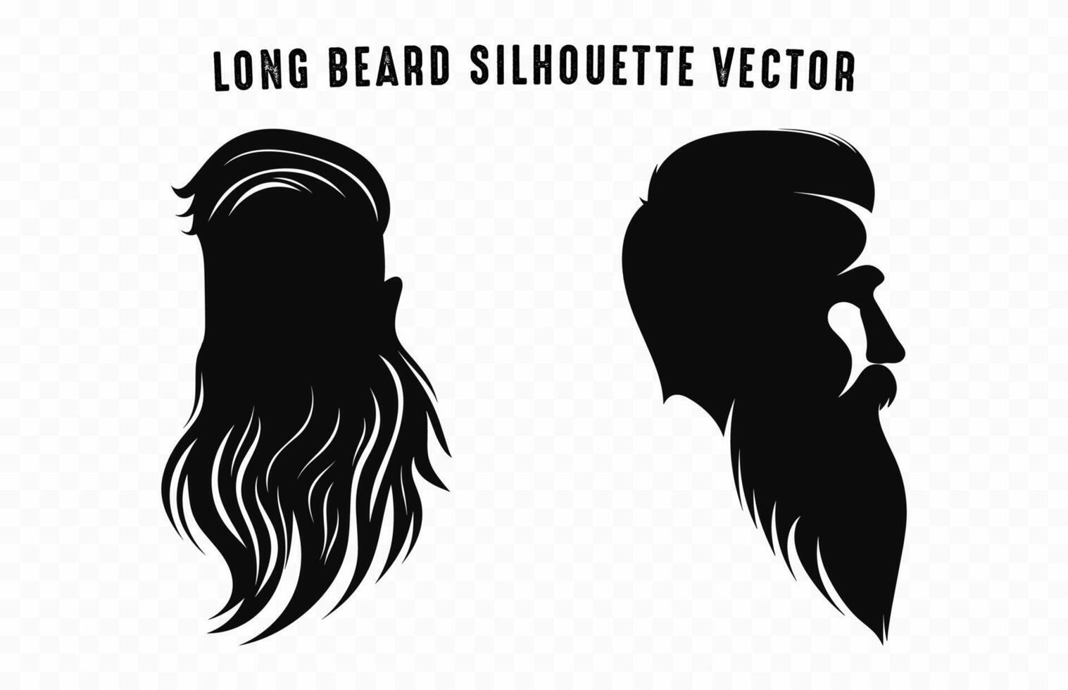 een lang baard met kapsel vector zwart silhouetten vrij