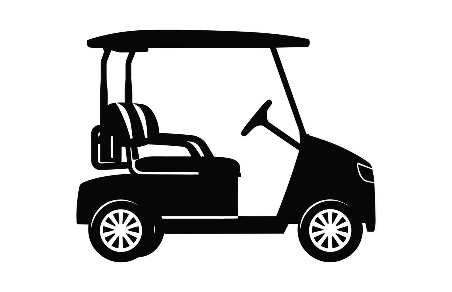 een club auto zwart silhouet, golf kar vector geïsoleerd Aan een wit achtergrond