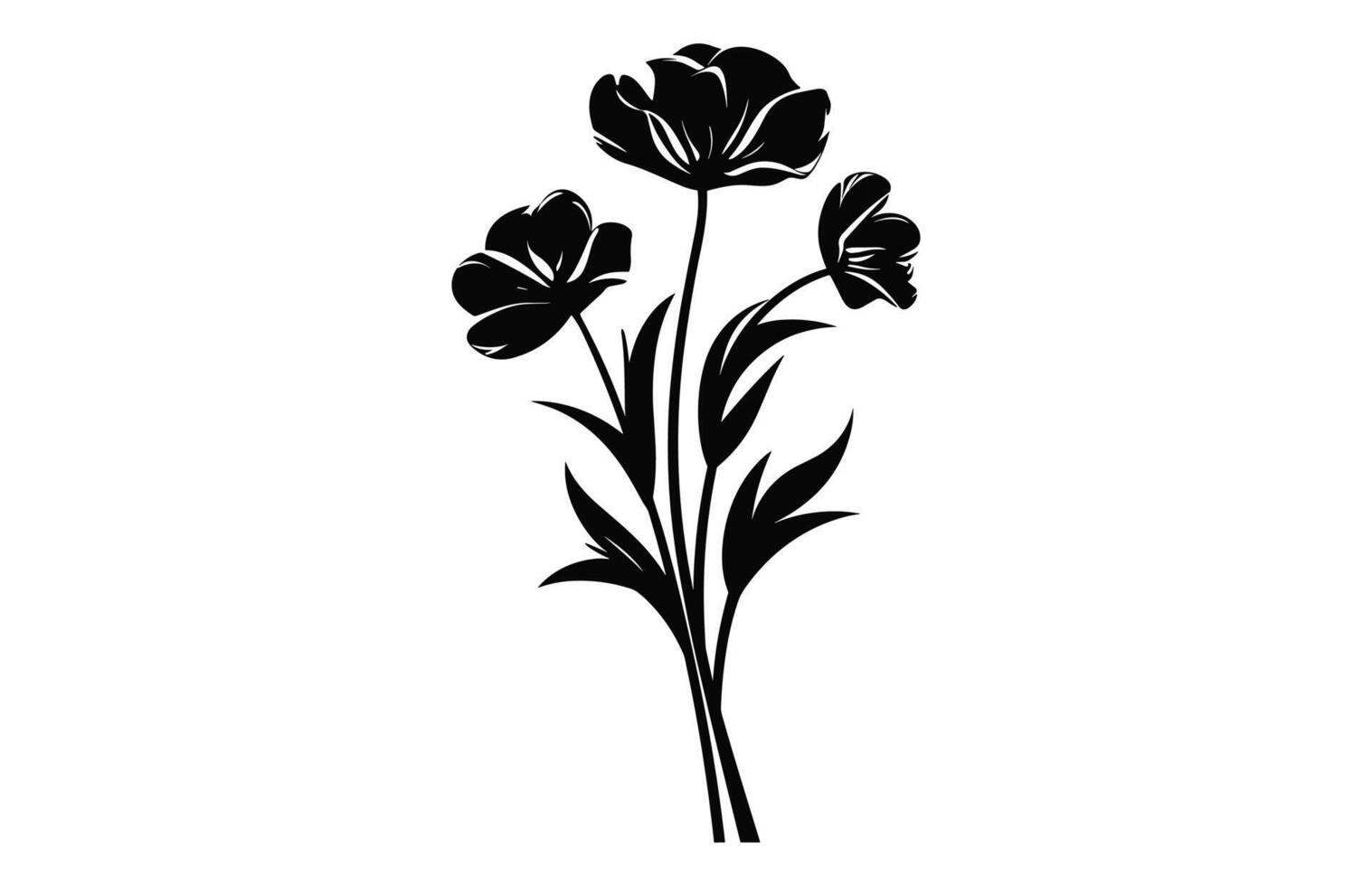 een bloem boeket decoratief vector zwart silhouet