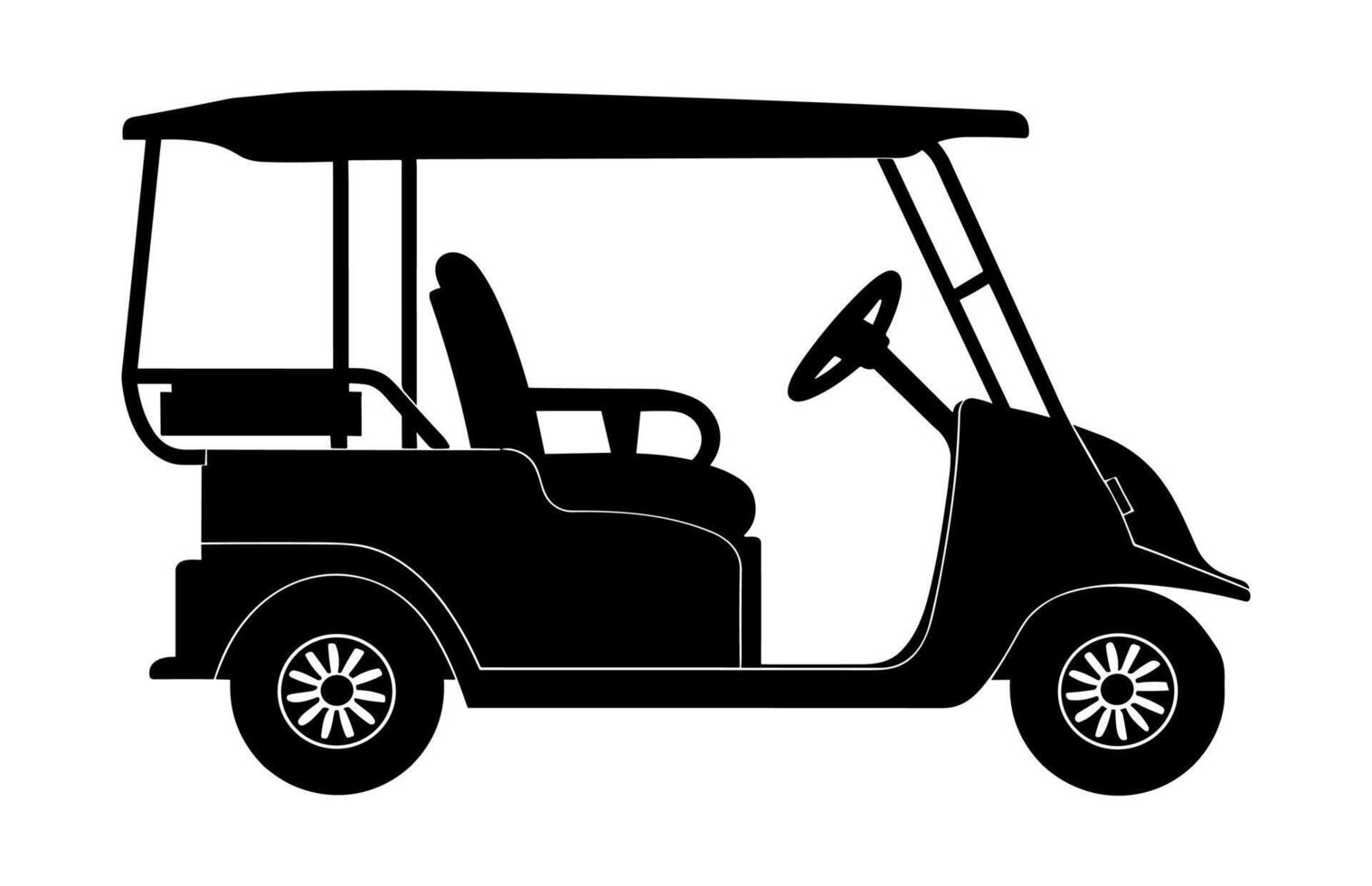 een club auto zwart silhouet, golf kar vector geïsoleerd Aan een wit achtergrond
