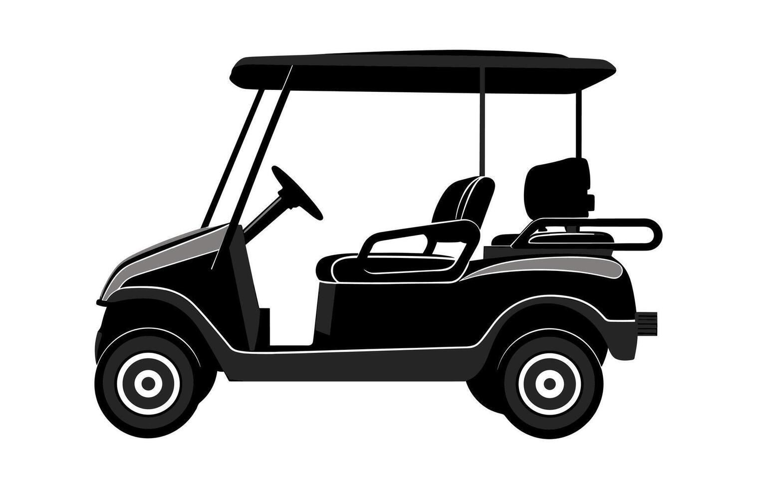 een club auto illustratie vector, golf kar zwart silhouet geïsoleerd Aan een wit achtergrond vector