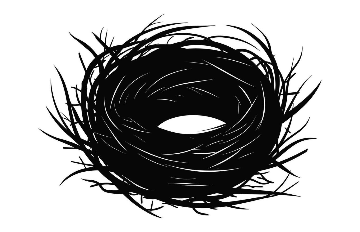 vogel nest vector zwart silhouet geïsoleerd Aan een wit achtergrond