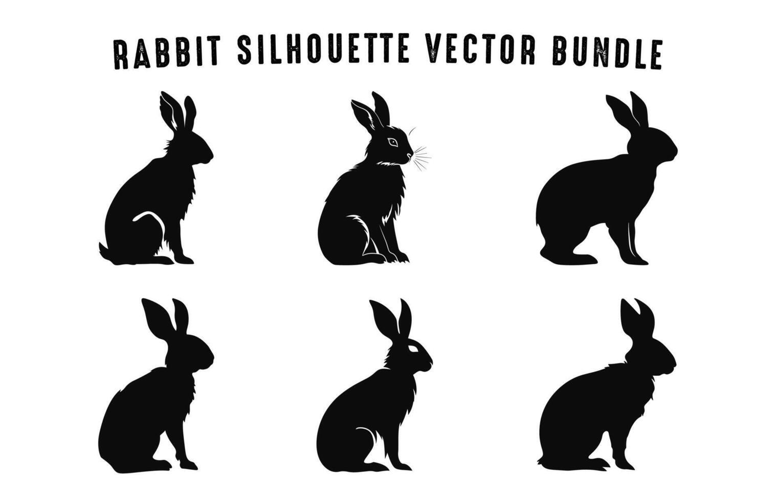 konijn zwart silhouet vector set, Pasen konijn silhouetten bundel
