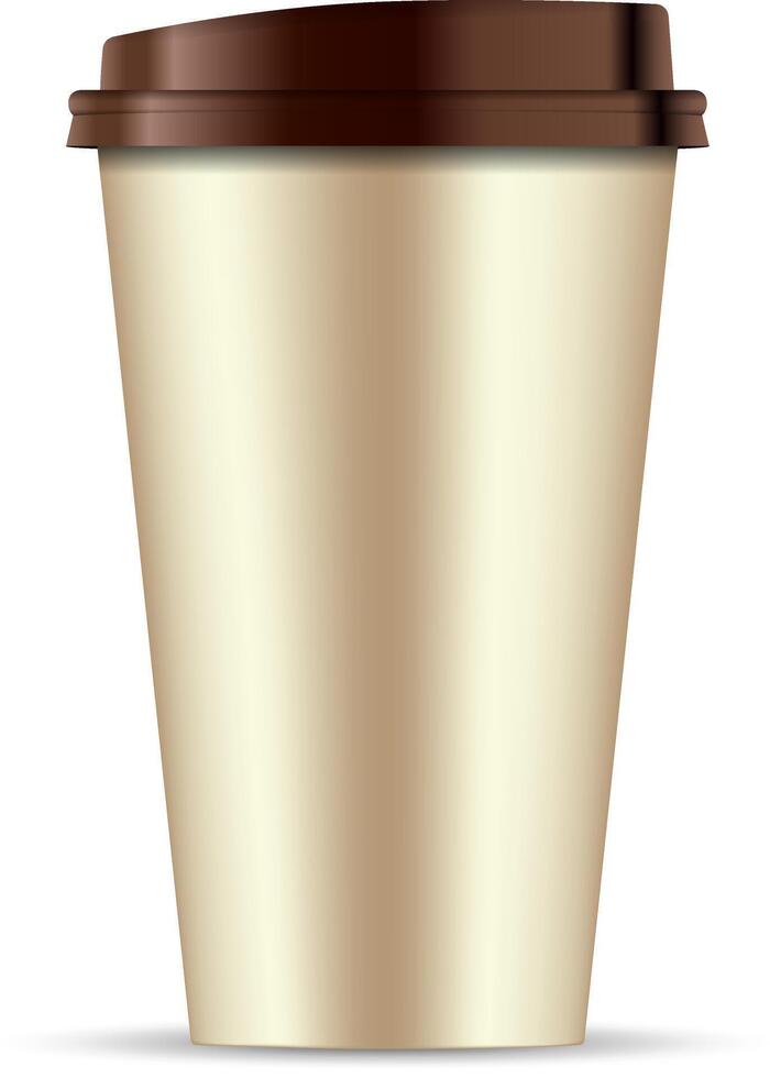 bruin papier koffie kop geïsoleerd Aan wit achtergrond. 3d realistisch koffie kop model. eps10 vector sjabloon ontwerp illustratie.