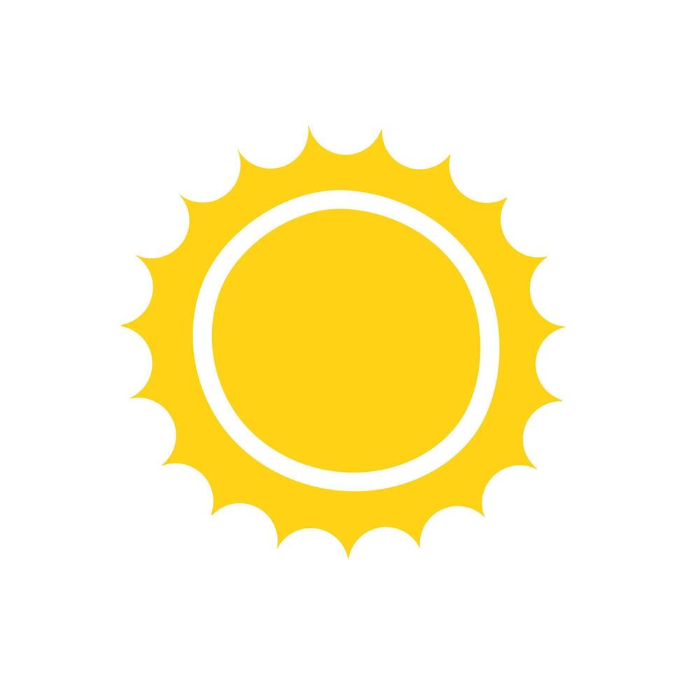 gemakkelijk geel zon vector vlak illustratie met ronde vorm midden- en balken, schattig zomer beeld