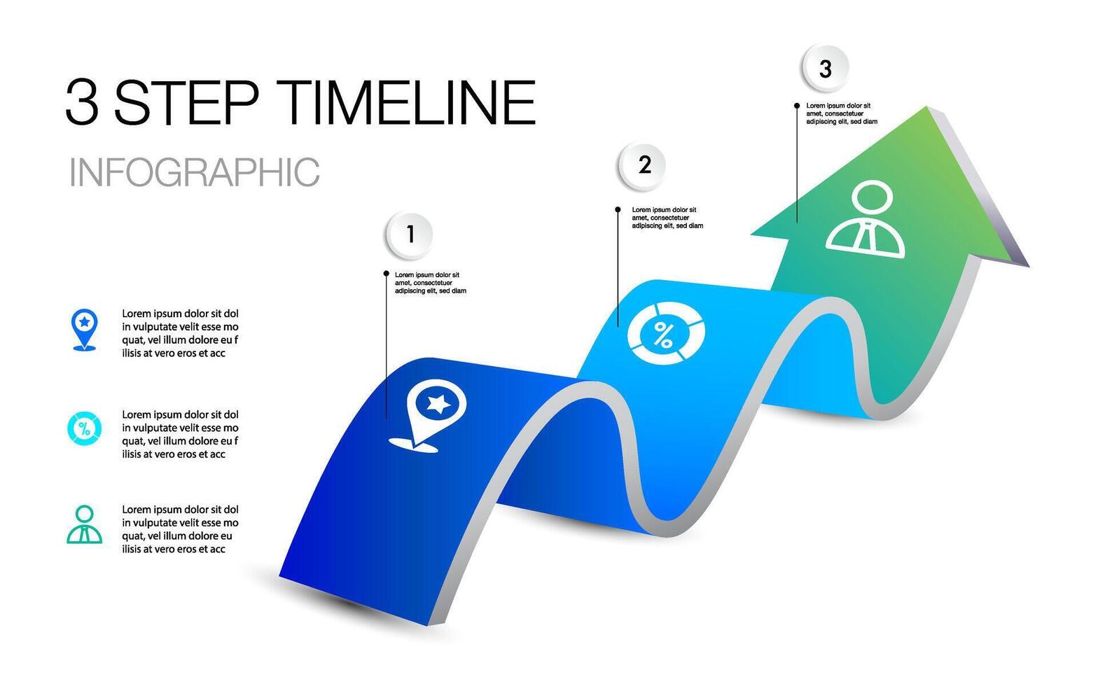 infographic sjabloon stap voor bedrijf richting, afzet strategie, diagram vector