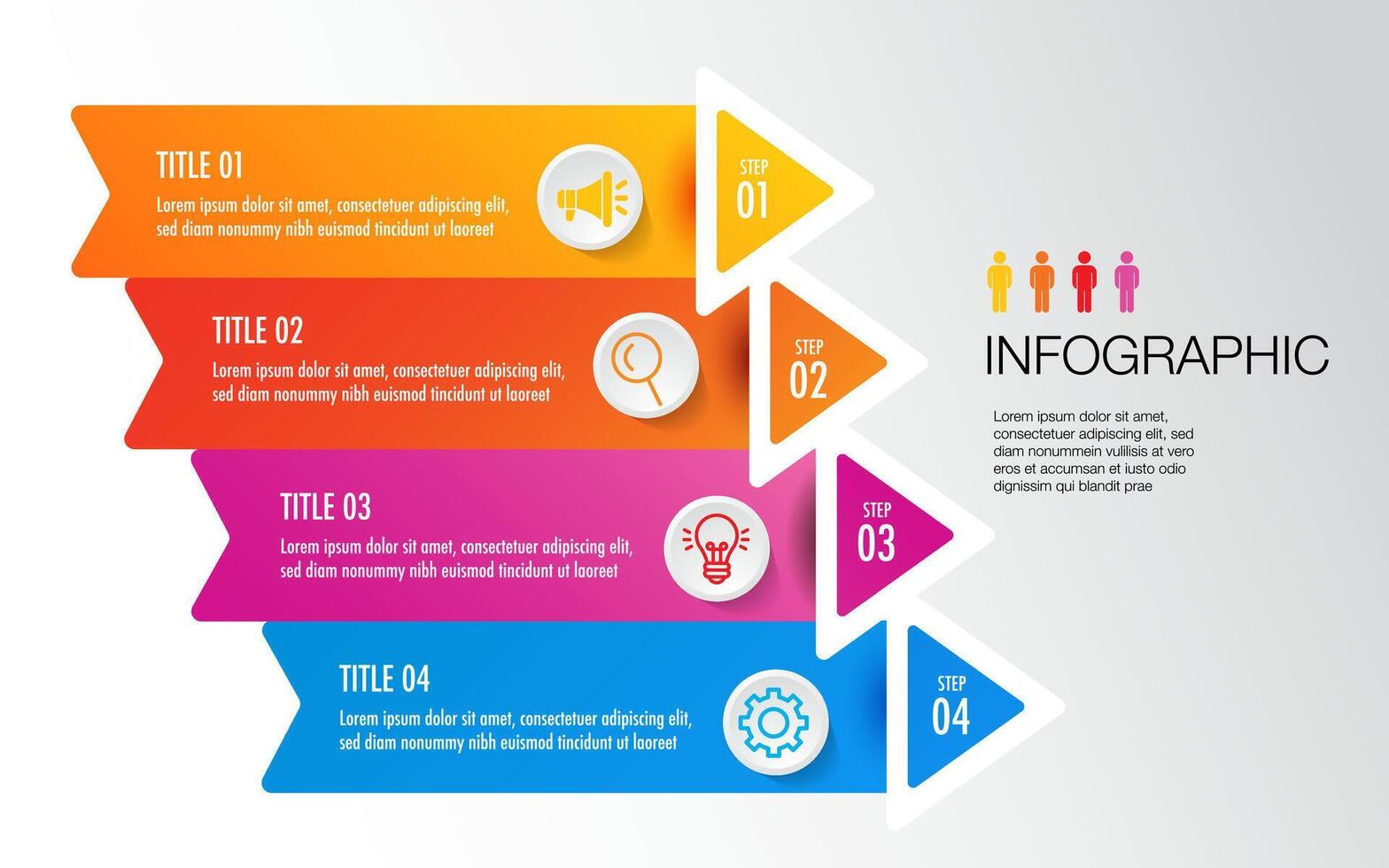 infographic sjabloon 4 stap voor bedrijf richting, afzet strategie, diagram, gegevens, gloed, pijl tijdlijn, voor presentatie verslag doen van en vooruitgang vector