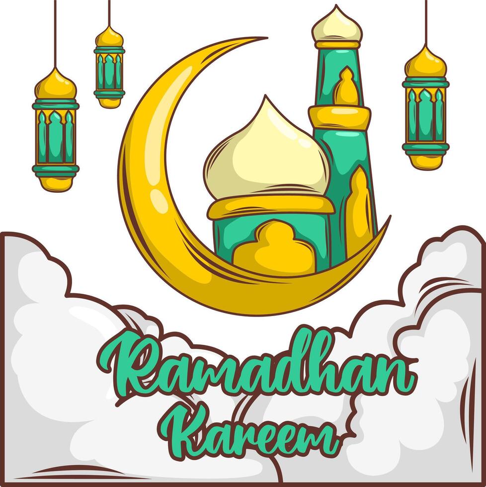 Ramadan mubarak banier folder. groet kaart voor traditioneel moslim vakantie gelukkig viering. Islamitisch groet poster. vector illustratie.