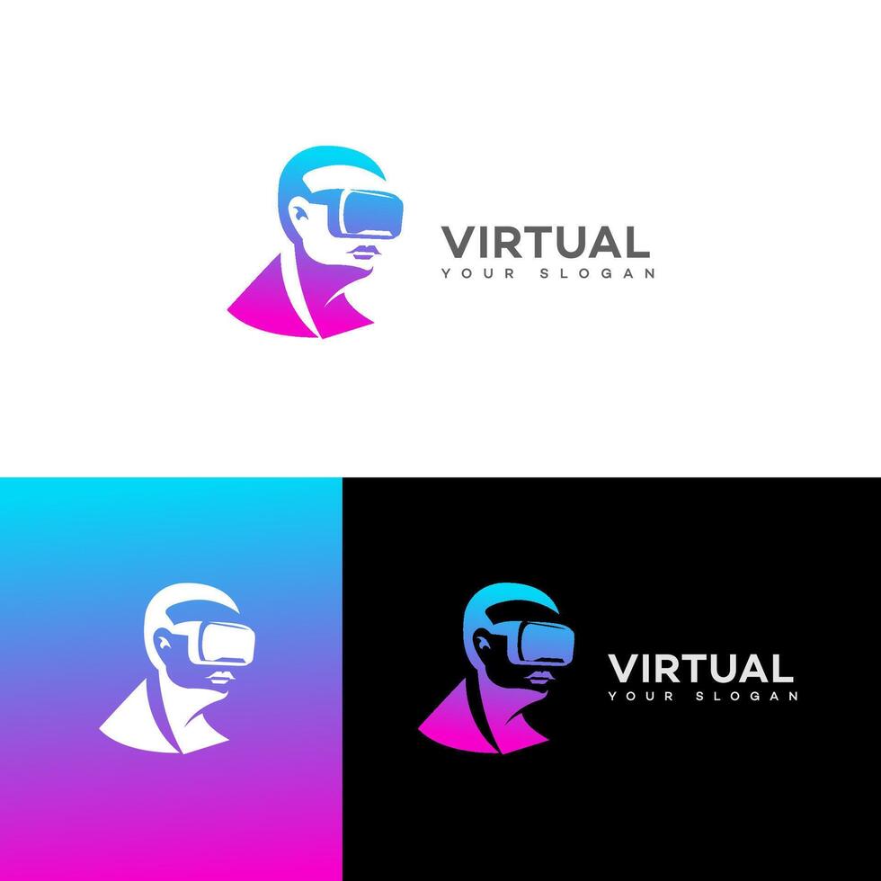 virtueel realiteit logo ontwerp icoon merk identiteit teken symbool vector