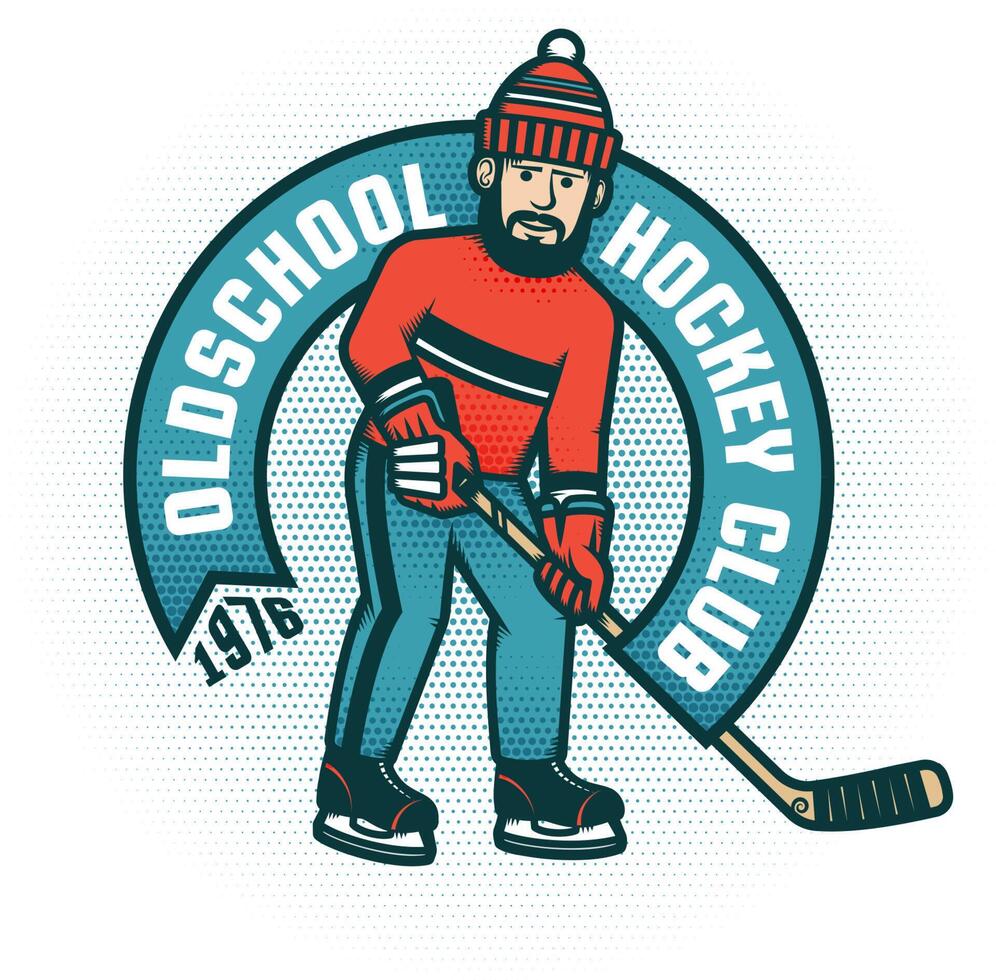 hockey retro embleem voor amateur club vector