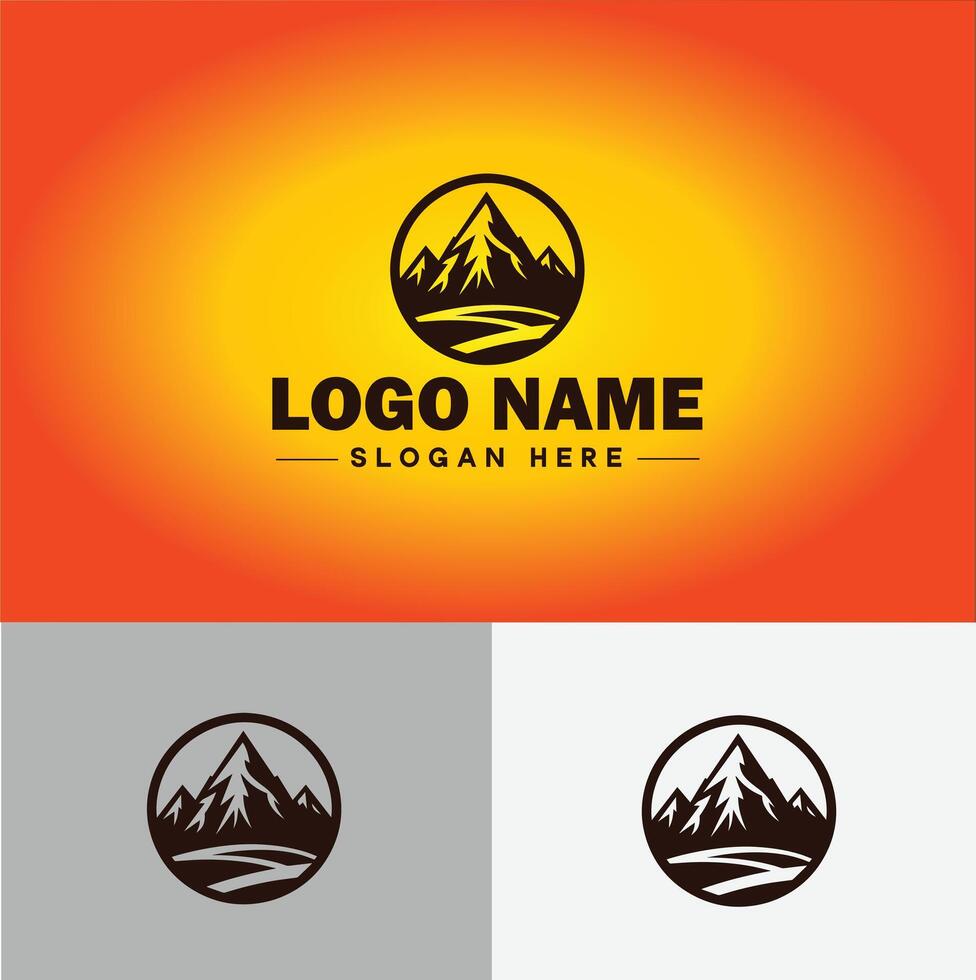 berg top top logo vector kunst buitenshuis wandelen avontuur icoon reizen logo sjabloon