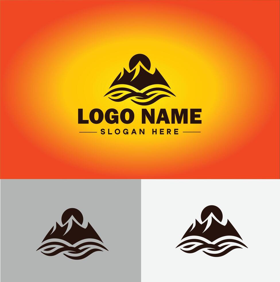 berg top top logo vector kunst buitenshuis wandelen avontuur icoon reizen logo sjabloon