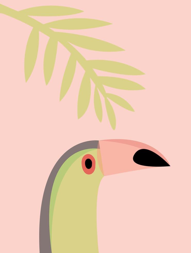 toekan vogel tekenfilm karakter. vector illustratie van een helder tropisch vogel toekan Aan een boom Afdeling.