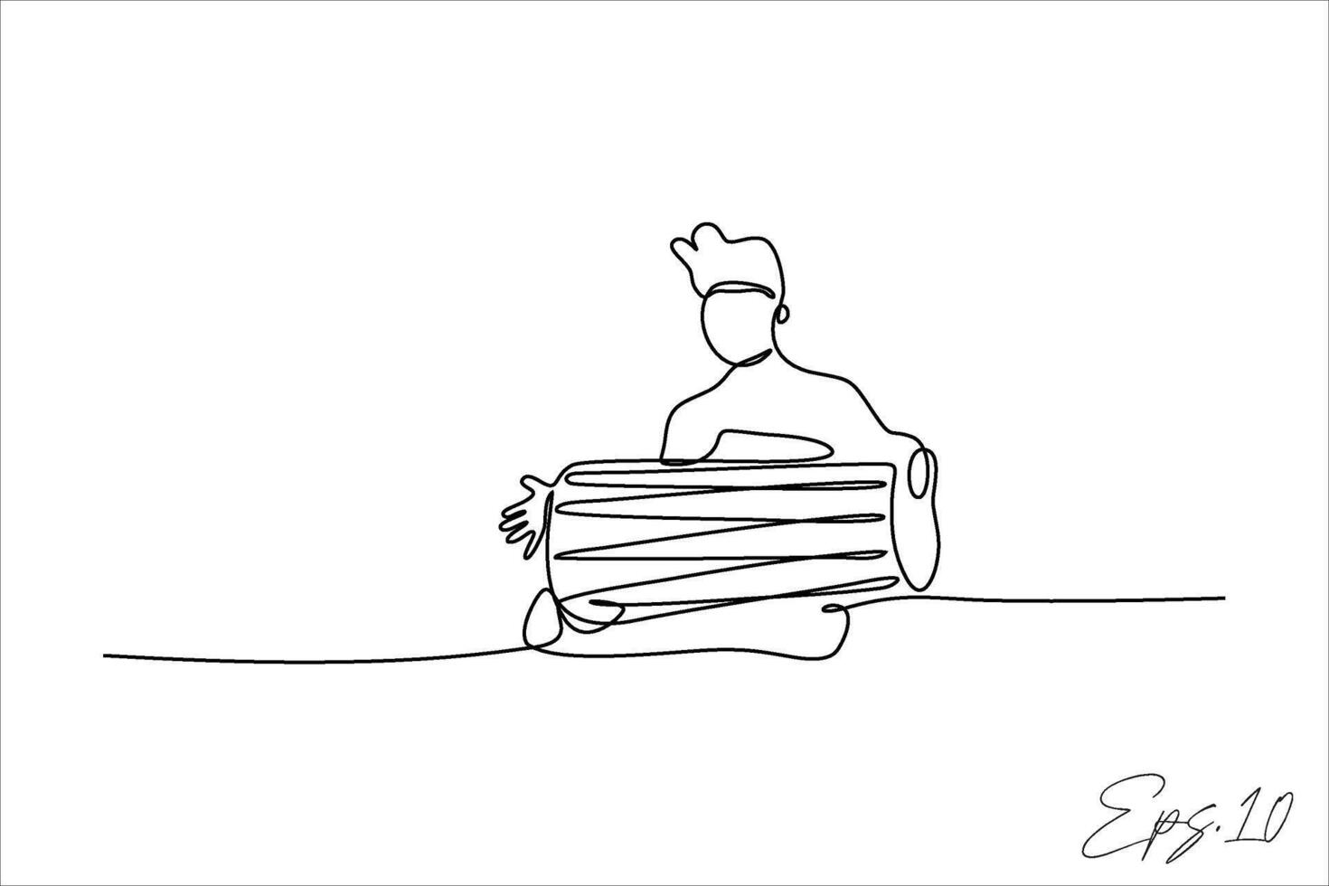 doorlopend lijn vector illustratie ontwerp van mensen spelen trommel musical instrumenten