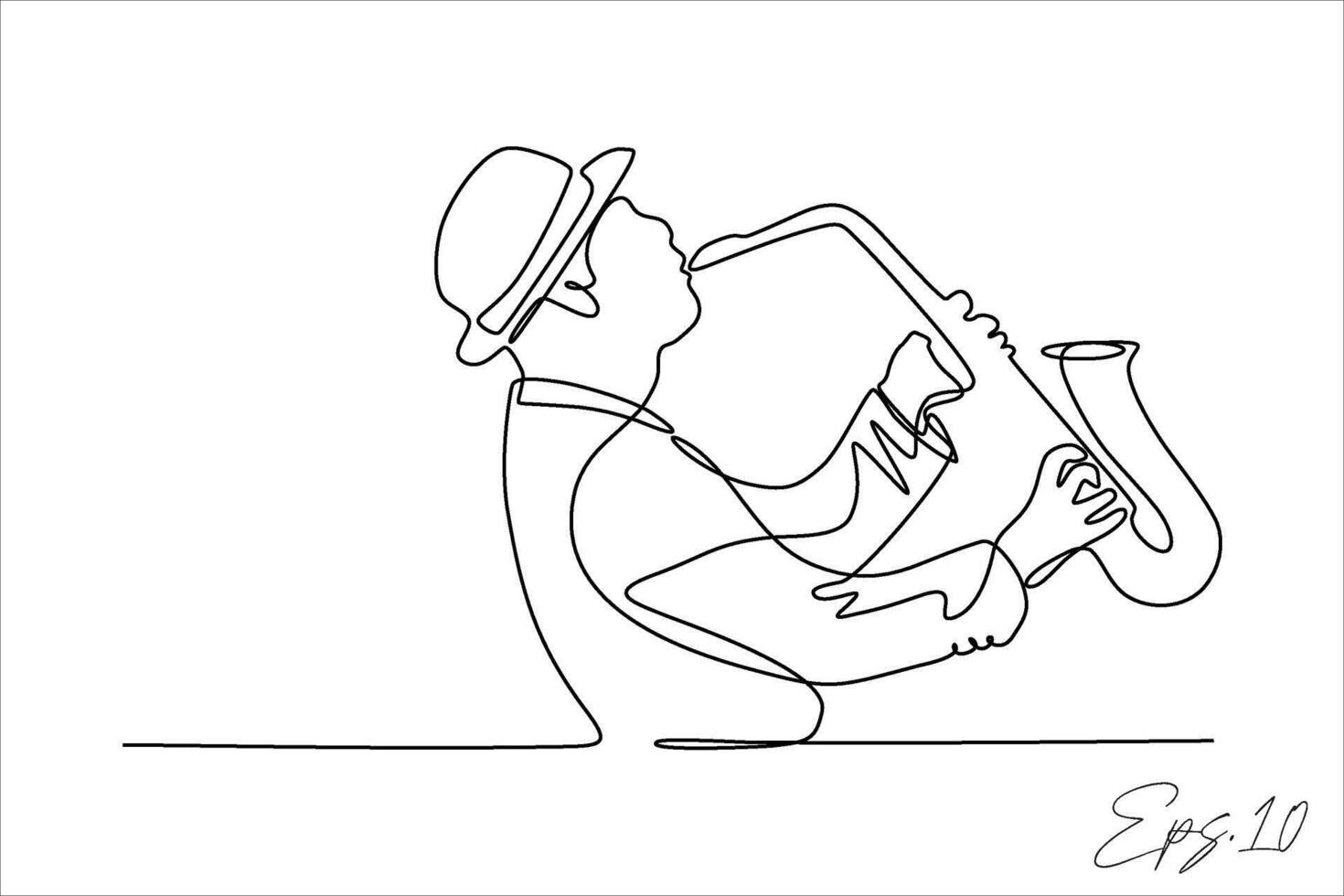 doorlopend lijn vector illustratie ontwerp van persoon blazen een trompet