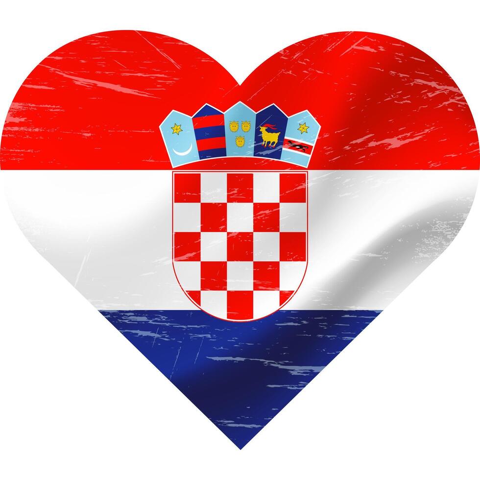 Kroatië vlag in hart vorm grunge vintage. Kroatië vlag hart. vector vlag, symbool.