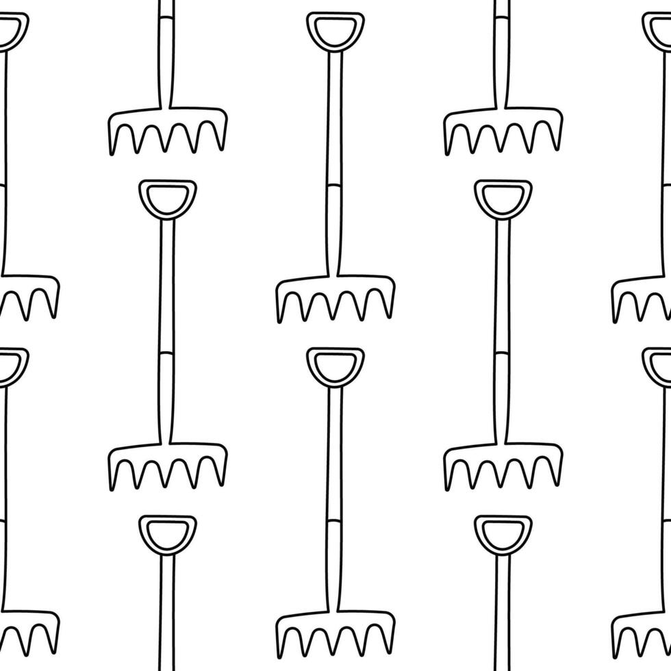 tuin gereedschap reeks zorg lijn patroon textiel vector