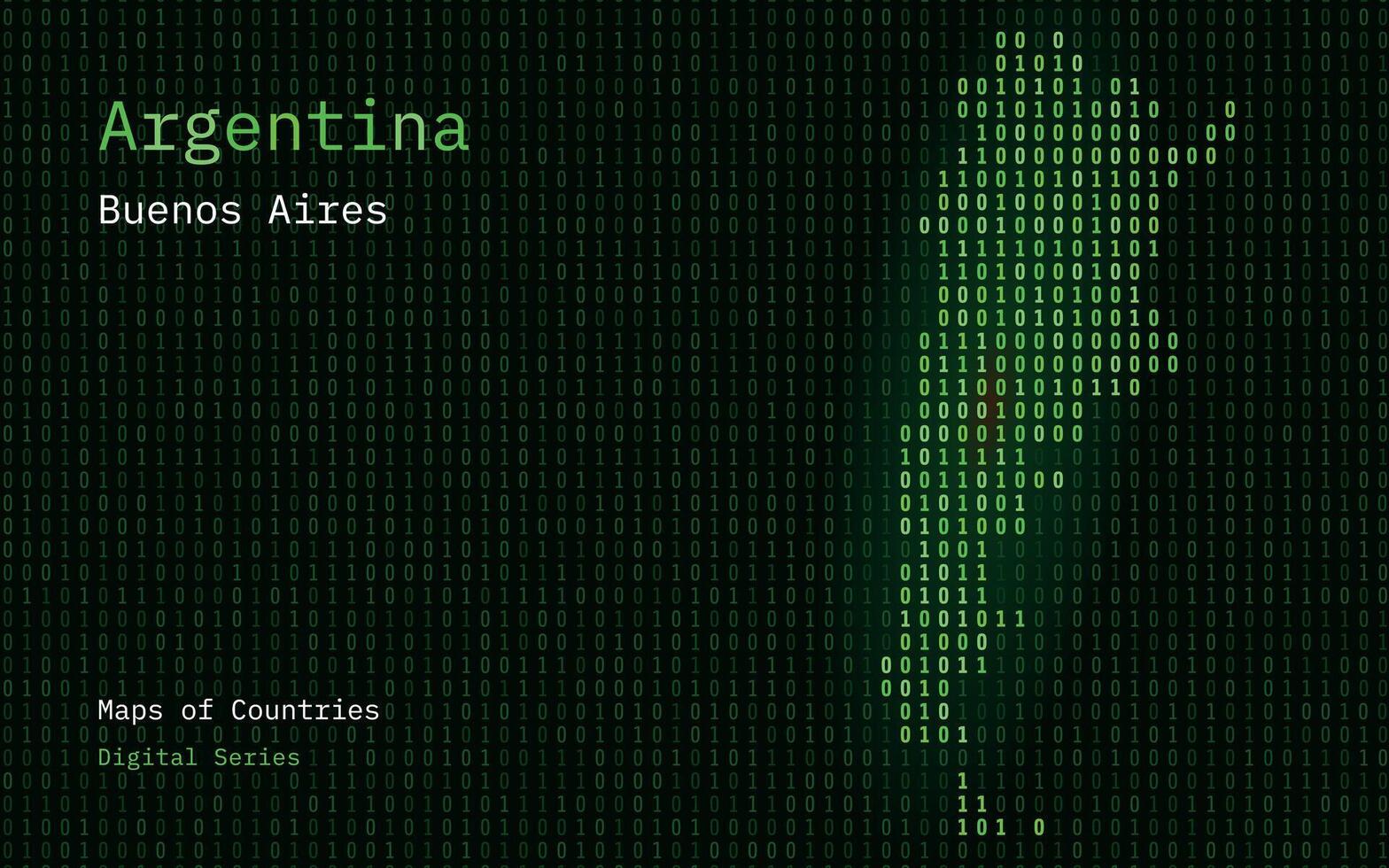Argentinië kaart getoond in binair code patroon. tsmc. Matrix nummers, nul, een. wereld landen vector kaarten. digitaal serie