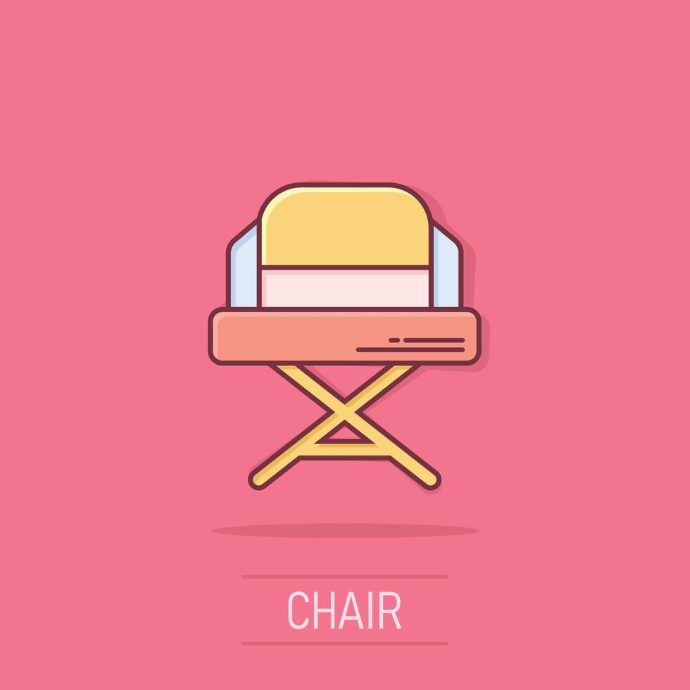 regisseur stoel icoon in grappig stijl. producent stoel tekenfilm vector illustratie Aan geïsoleerd achtergrond. film plons effect bedrijf concept.