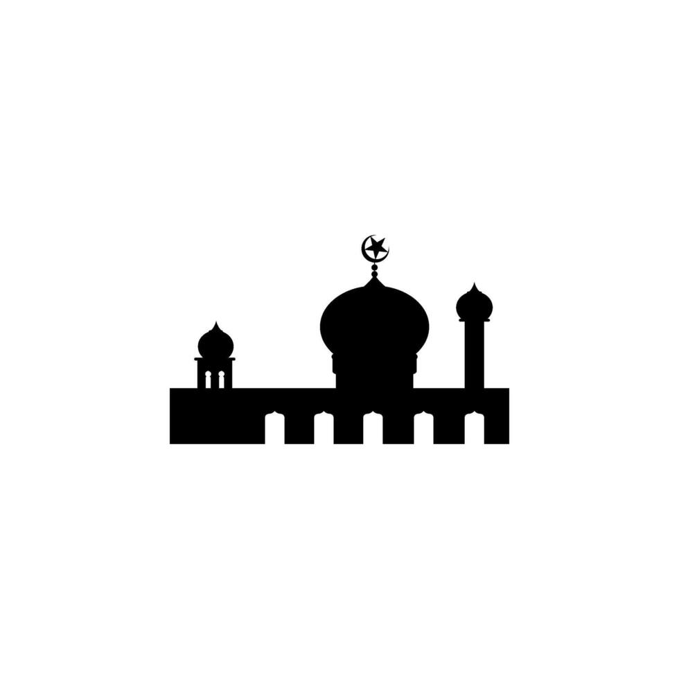 moskee silhouet, vlak stijl. kan gebruik voor kunst illustratie, decoratie, behang, achtergrond, appjes, website, logo gram, pictogram, groet kaart of voor grafisch ontwerp element. vector illustratie