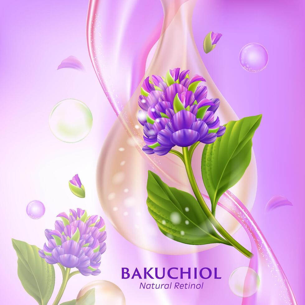 bakuchio serum natuurlijk retinol voor huid zorg kunstmatig poster, banier ontwerp vector