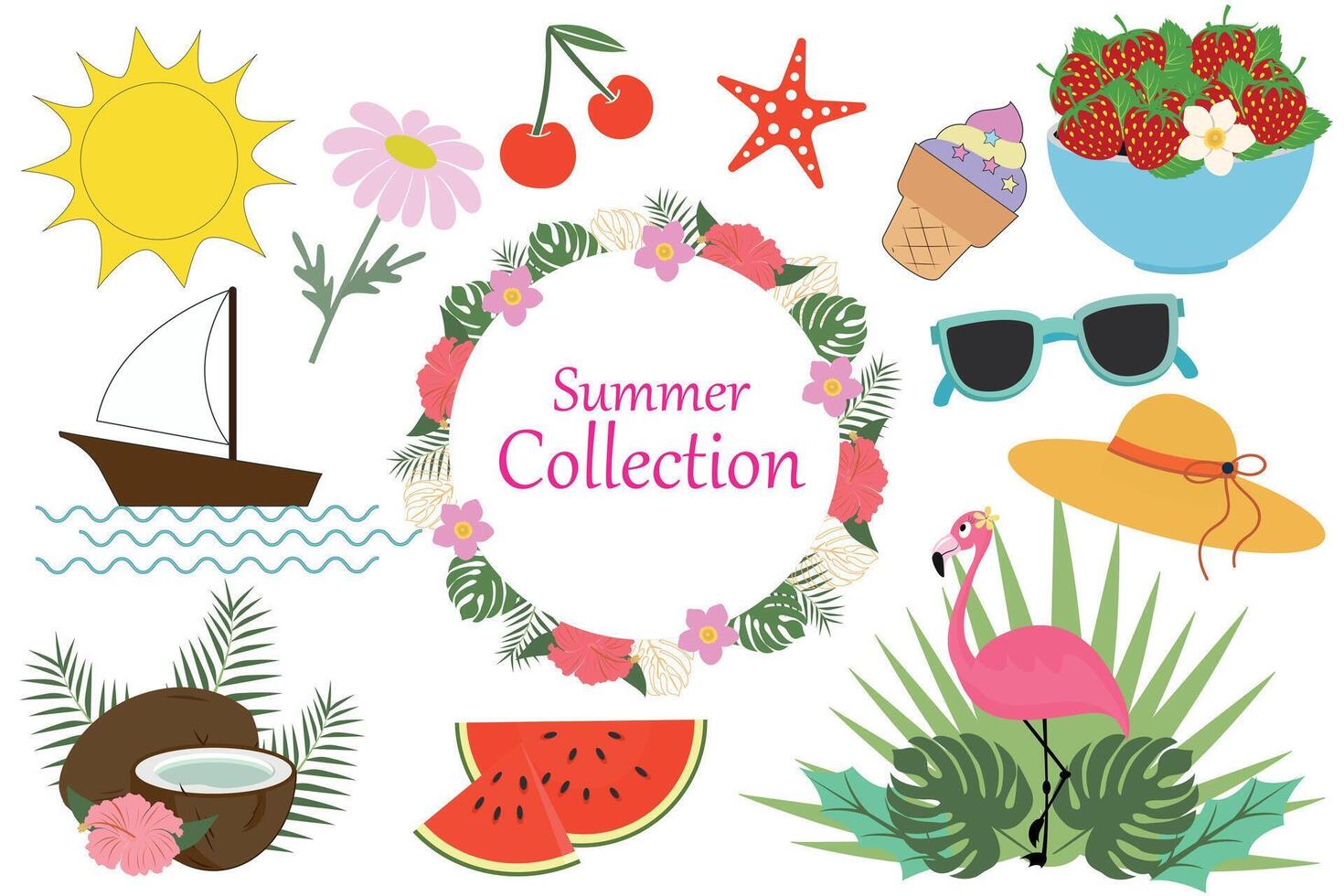 reeks van schattig vector zomer stickers voor dagelijks planner. verzameling van scrapbooking elementen voor strand feest. vakantie, zee toevlucht, seizoen amusement. scrapbooking elementen.