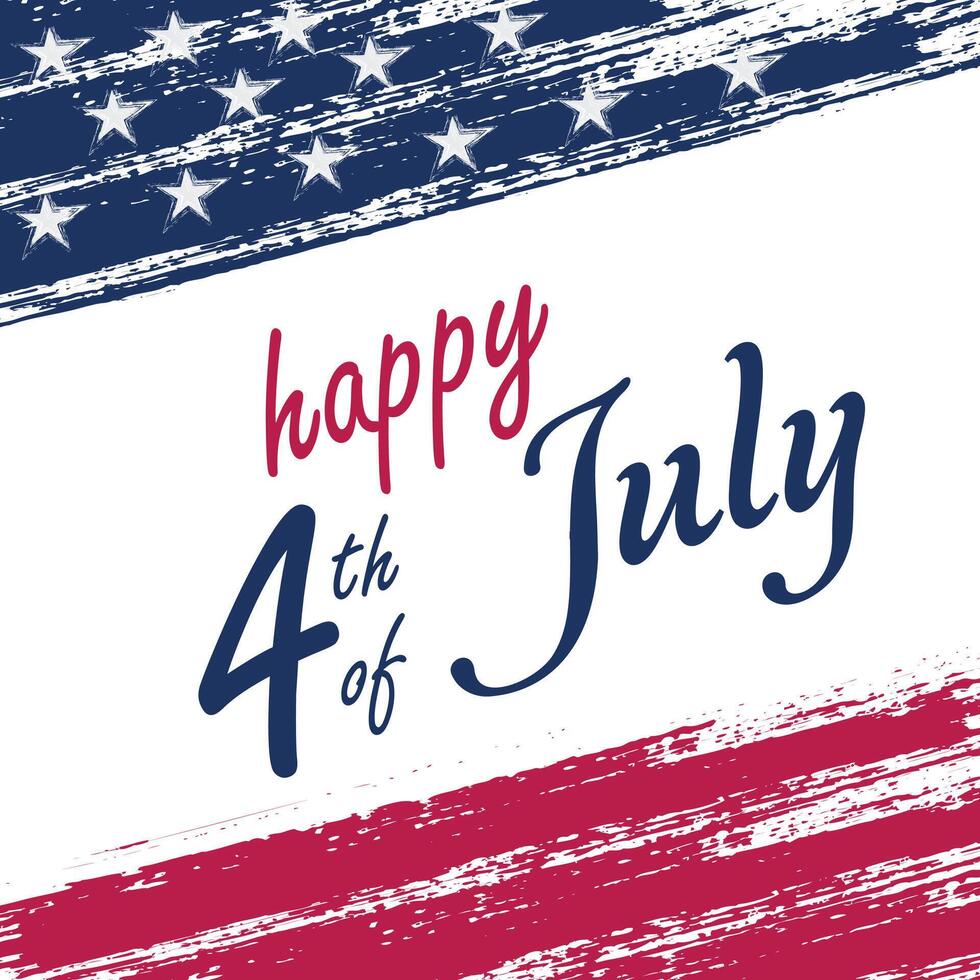 4e van juli vakantie spandoek. gestileerde beeld van de Amerikaans vlag, getrokken door markeringen. Verenigde Staten van Amerika onafhankelijkheid dag achtergrond voor hartelijk groeten, uitverkoop, korting, advertentie, web. vector