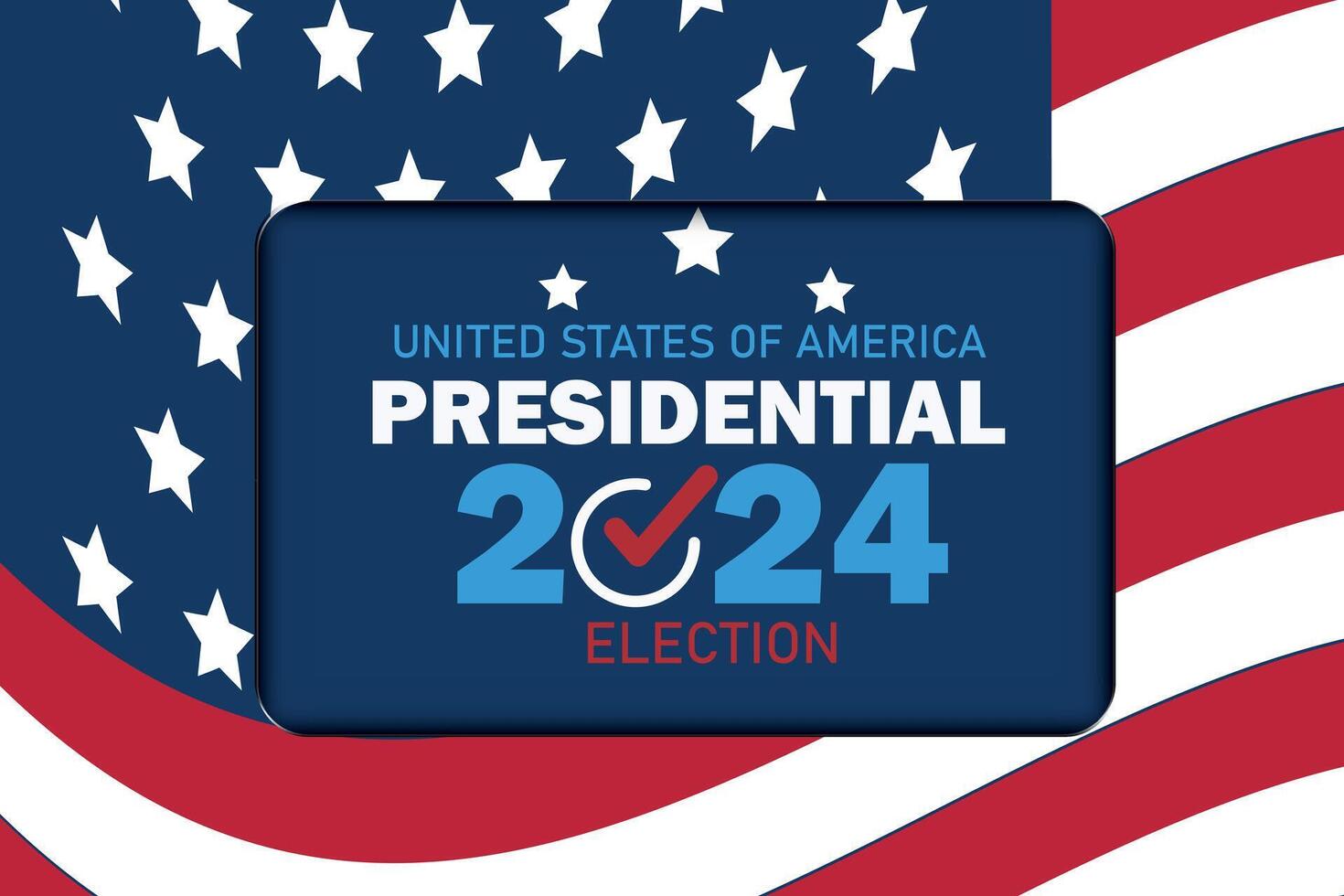 presidentieel verkiezing 2024 achtergrond ontwerp sjabloon met Verenigde Staten van Amerika vlag. stemmen in Verenigde Staten van Amerika vlag banier ontwerp. verkiezing stemmen poster. president stemmen 2024. politiek verkiezing 2024 campagne vector