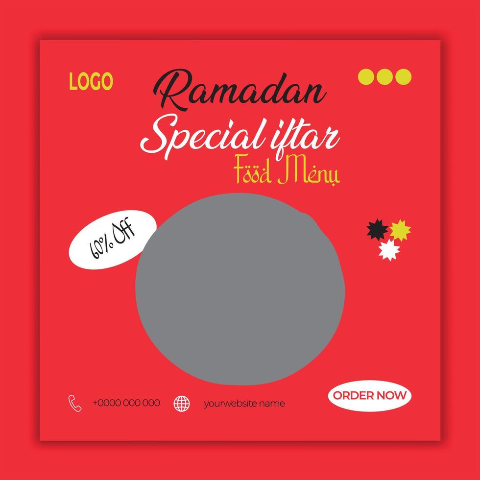 Ramadan speciaal iftar voedsel menu ontwerp en sociaal media post sjabloon vector