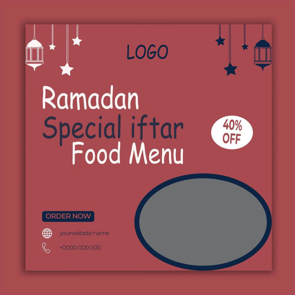 Ramadan speciaal iftar voedsel menu ontwerp en sociaal media post sjabloon vector