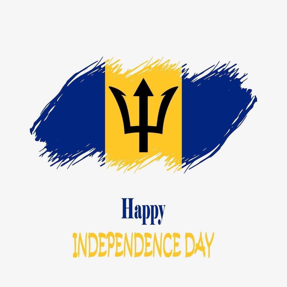 grunge stijl borstel geschilderd Barbados land vlag illustratie met onafhankelijkheid dag typografie. artistiek waterverf borstel vlag vector