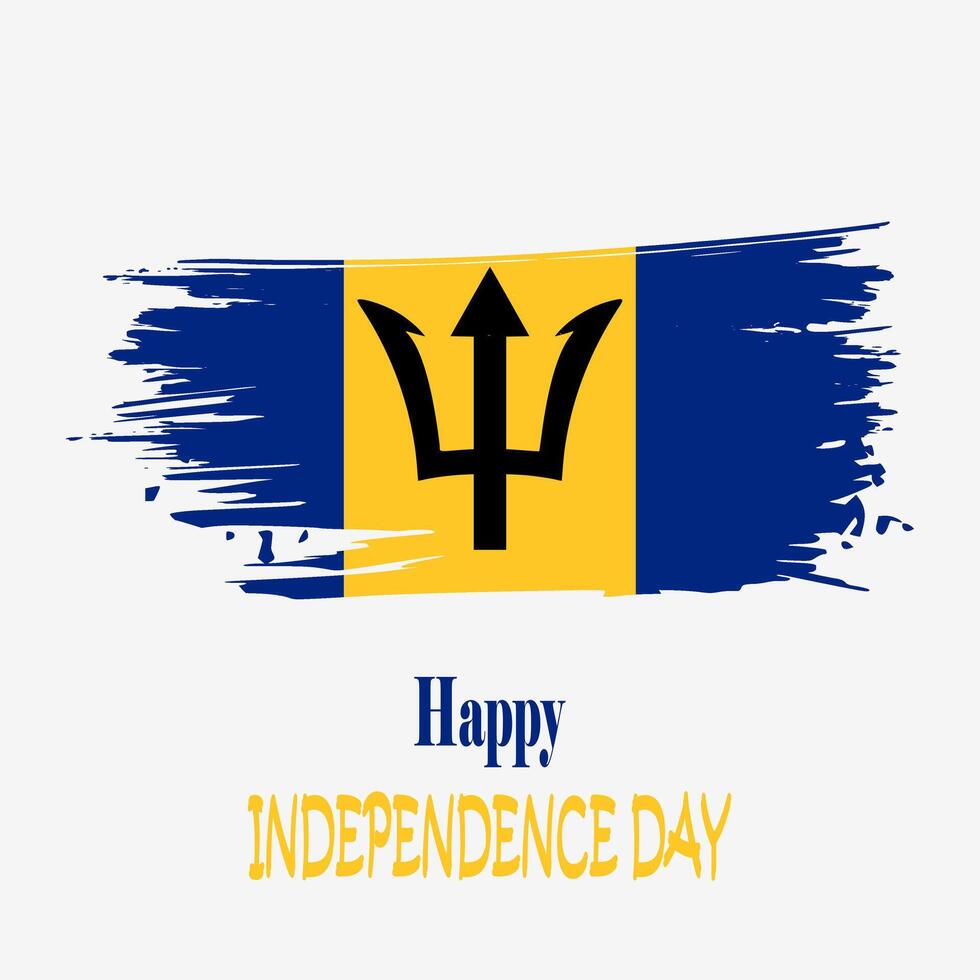 grunge stijl borstel geschilderd Barbados land vlag illustratie met onafhankelijkheid dag typografie. artistiek waterverf borstel vlag vector