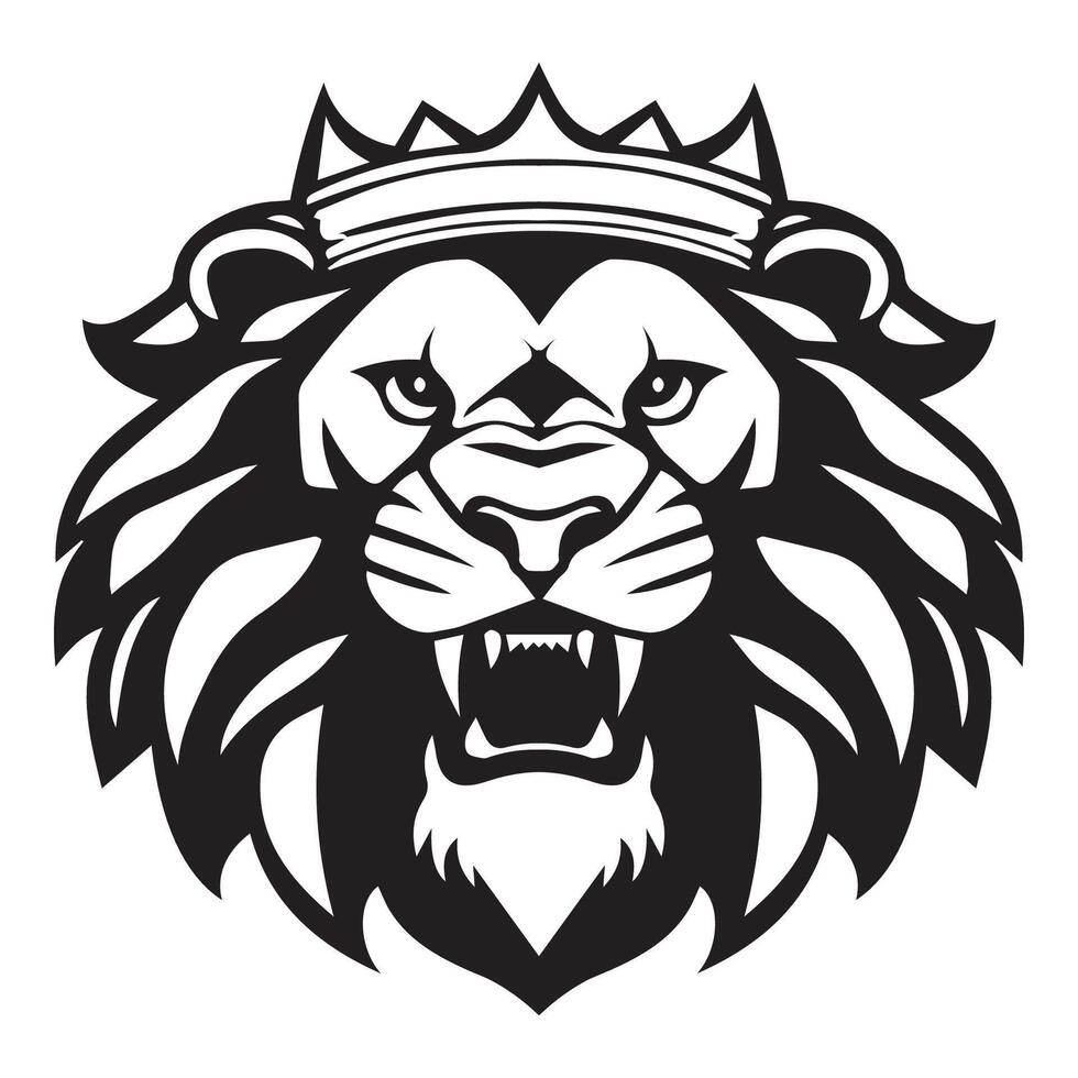 ai gegenereerd leeuw vervelend kroon iconisch logo vector illustratie