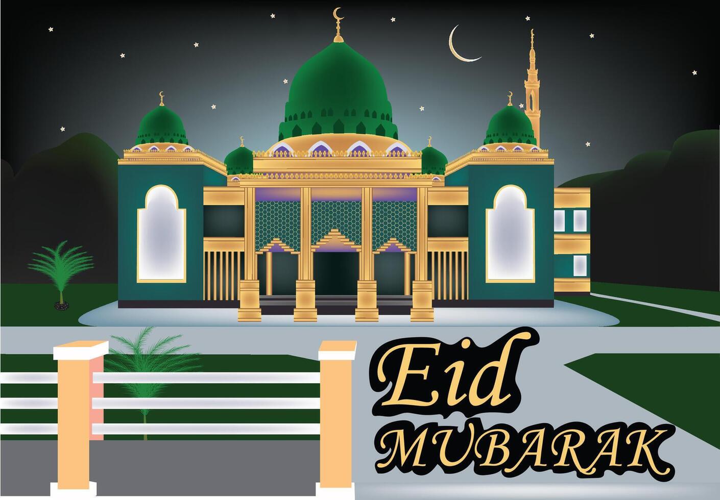 illustratie van eid mubarak vector ontwerp Aan een wit achtergrond