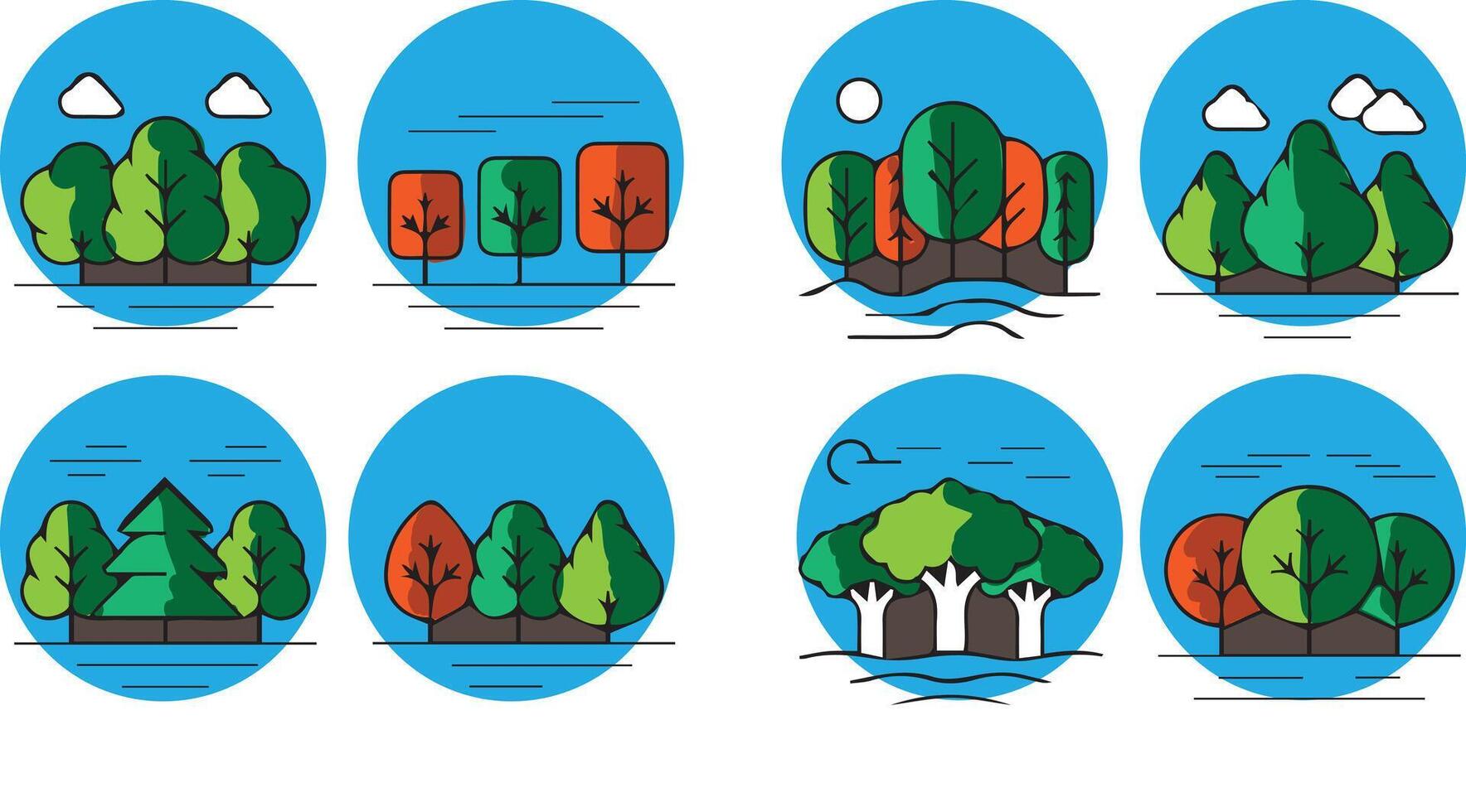 vector illustratie van bomen en natuur