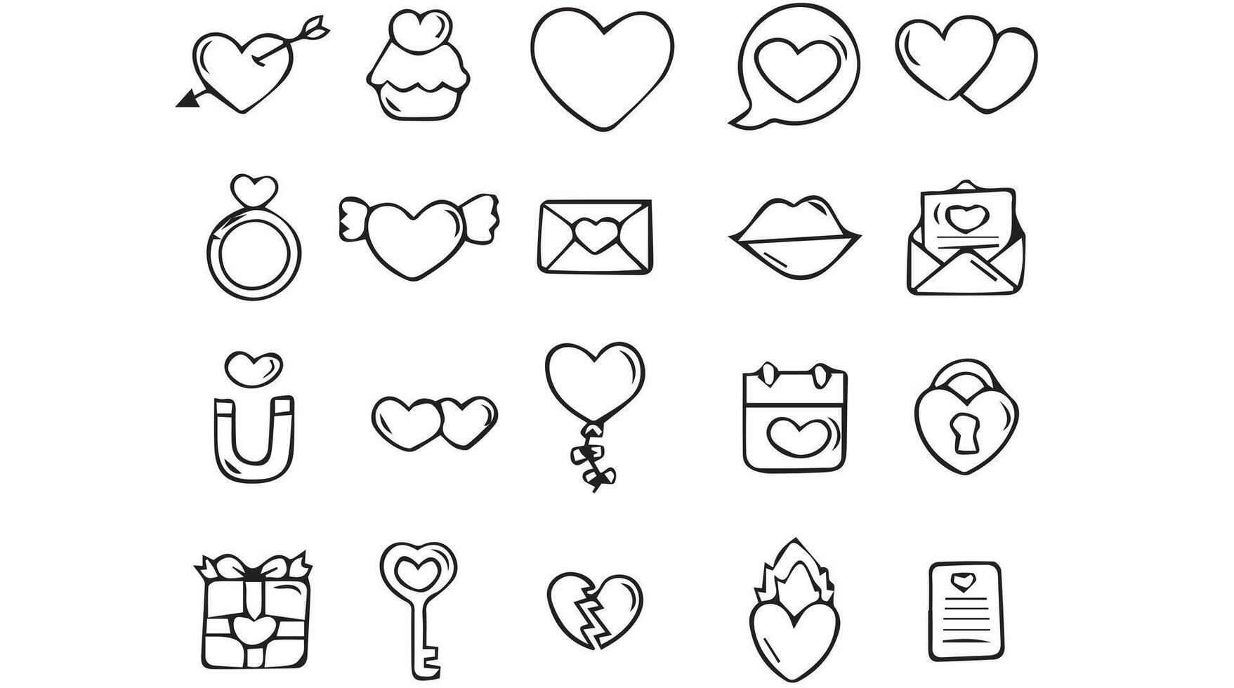 valentijnsdag dag en liefde vector pictogrammen
