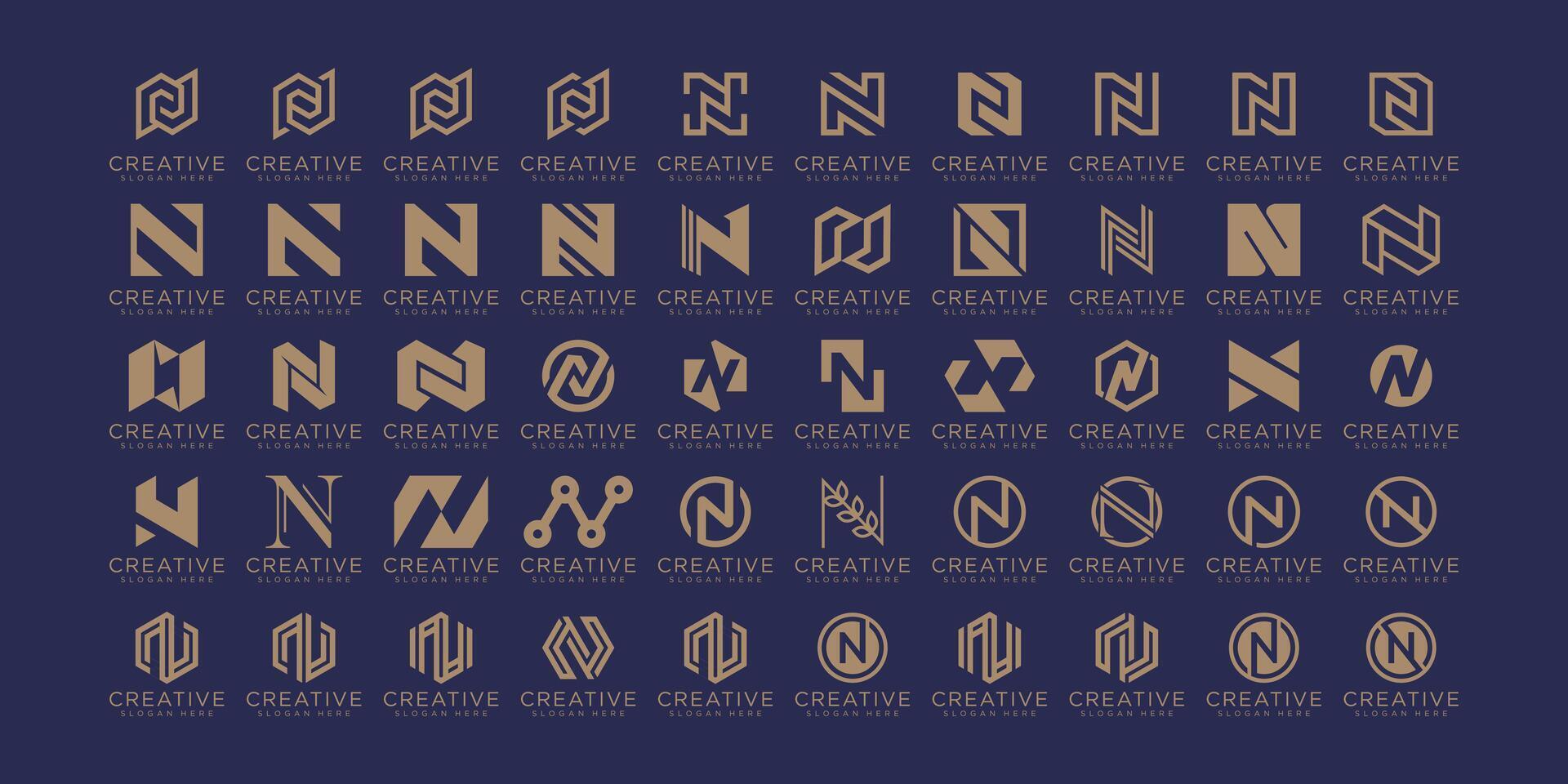 verzameling van eerste brief n logo ontwerp sjabloon. vector
