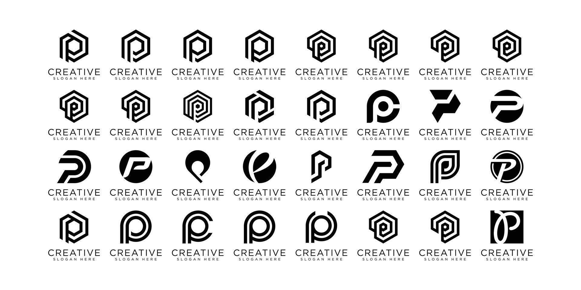 verzameling van eerste brief p logo ontwerp sjabloon. vector