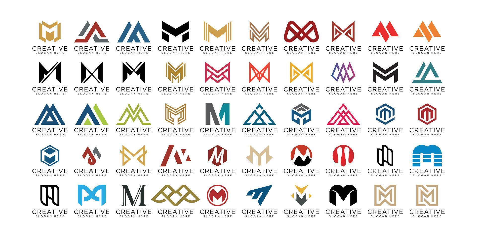 reeks van brief m logo, logo m, eerste m symbool vector