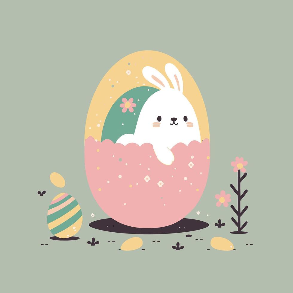 konijn in ei voor Pasen vector