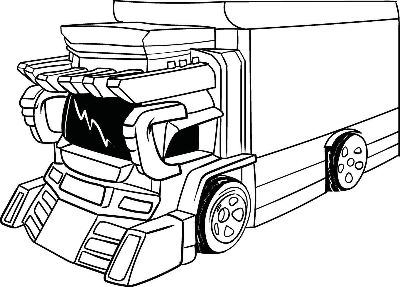 vector monster vrachtauto schets sjabloon geïsoleerd Aan wit