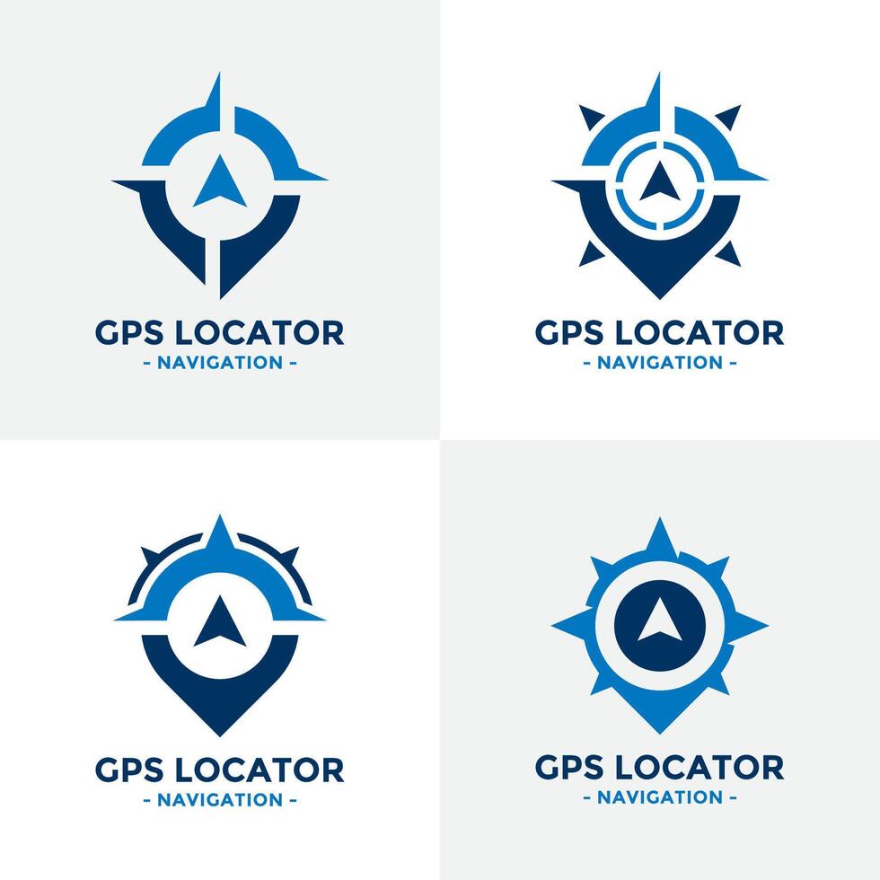 reeks van GPS locator logo ontwerp sjabloon. kompas en GPS kaart plaats icoon vector combinatie. creatief kompas logo symbool concept.