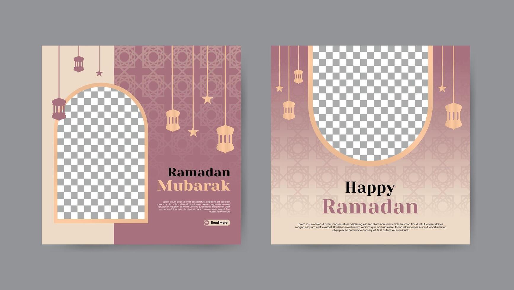 verzameling van modieus Ramadan kareem sociaal media post Sjablonen. plein banier ontwerp achtergrond. vector