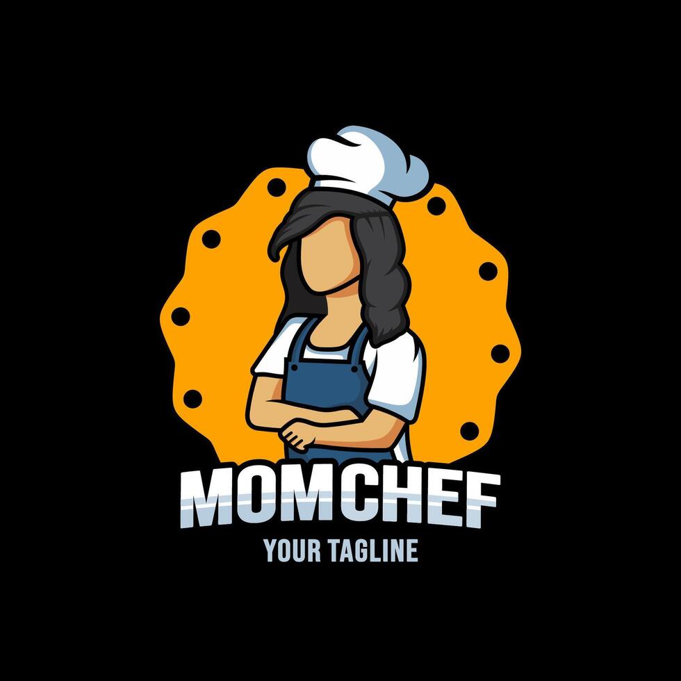 mam chef tekenfilm karakter logo vector. chef logo mascotte illustratie. vector