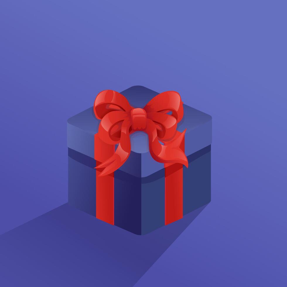 Cadeau doos in blauw met rood lint, vector realistisch illustratie van een geschenk doos uitstekend voor decoratie, ontwerp element, patroon, verjaardag uitnodiging, korting bieden, of geschenk.